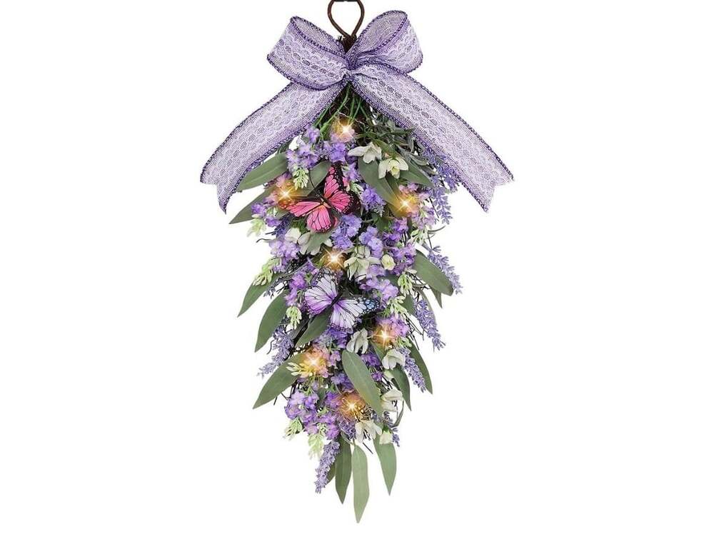Jusdreen Artificial Teardrop Flowers LED 23.6" Purple